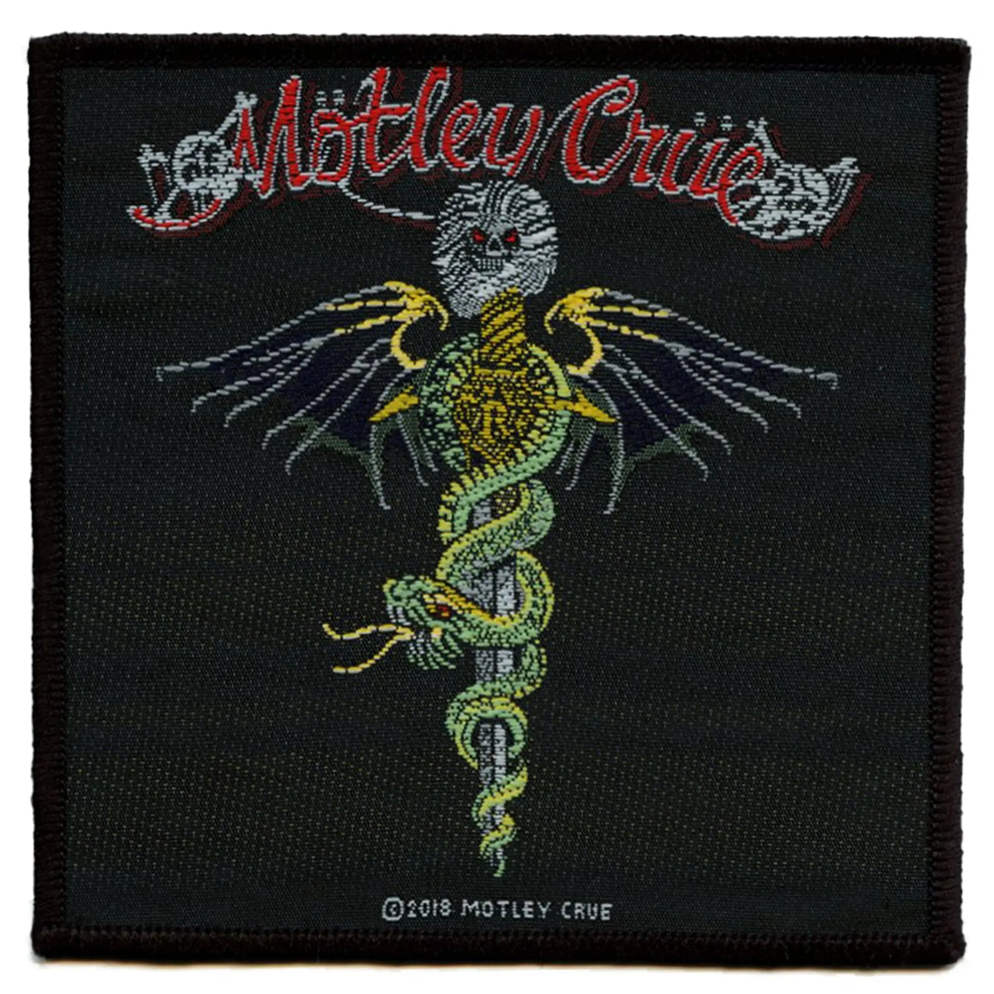 Motley Cure Snake Blade Patch Dr. Feelgood Square Cover Woven Iron On