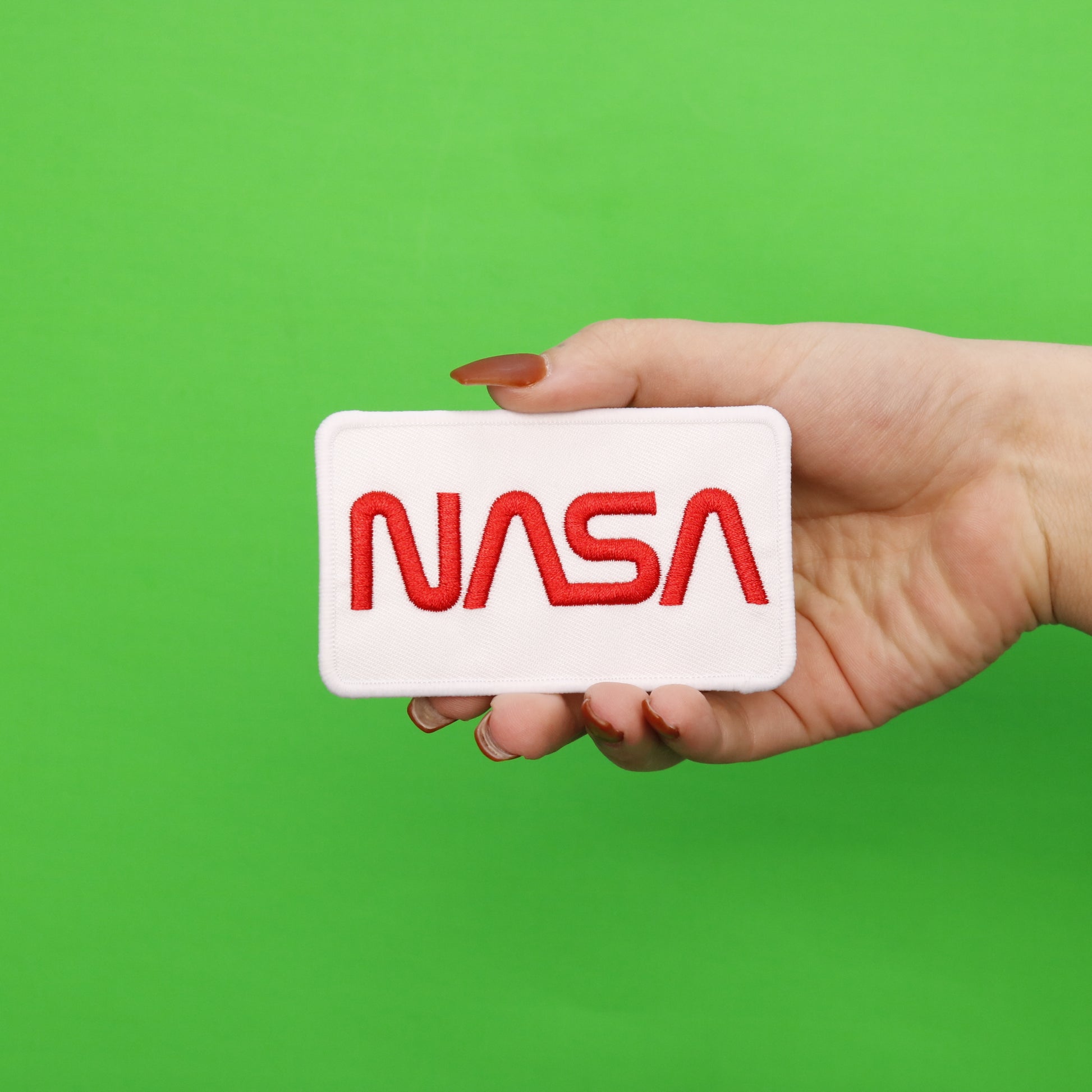 NASA Script Logo Embroidered Iron On Patch 