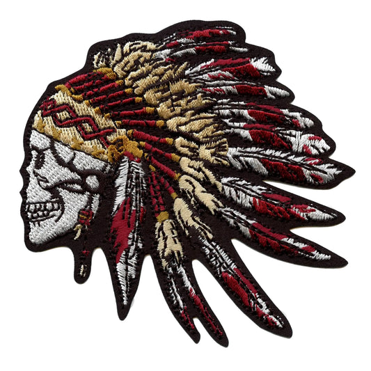 Native American Patch Chief Skull Embroidered Iron On 