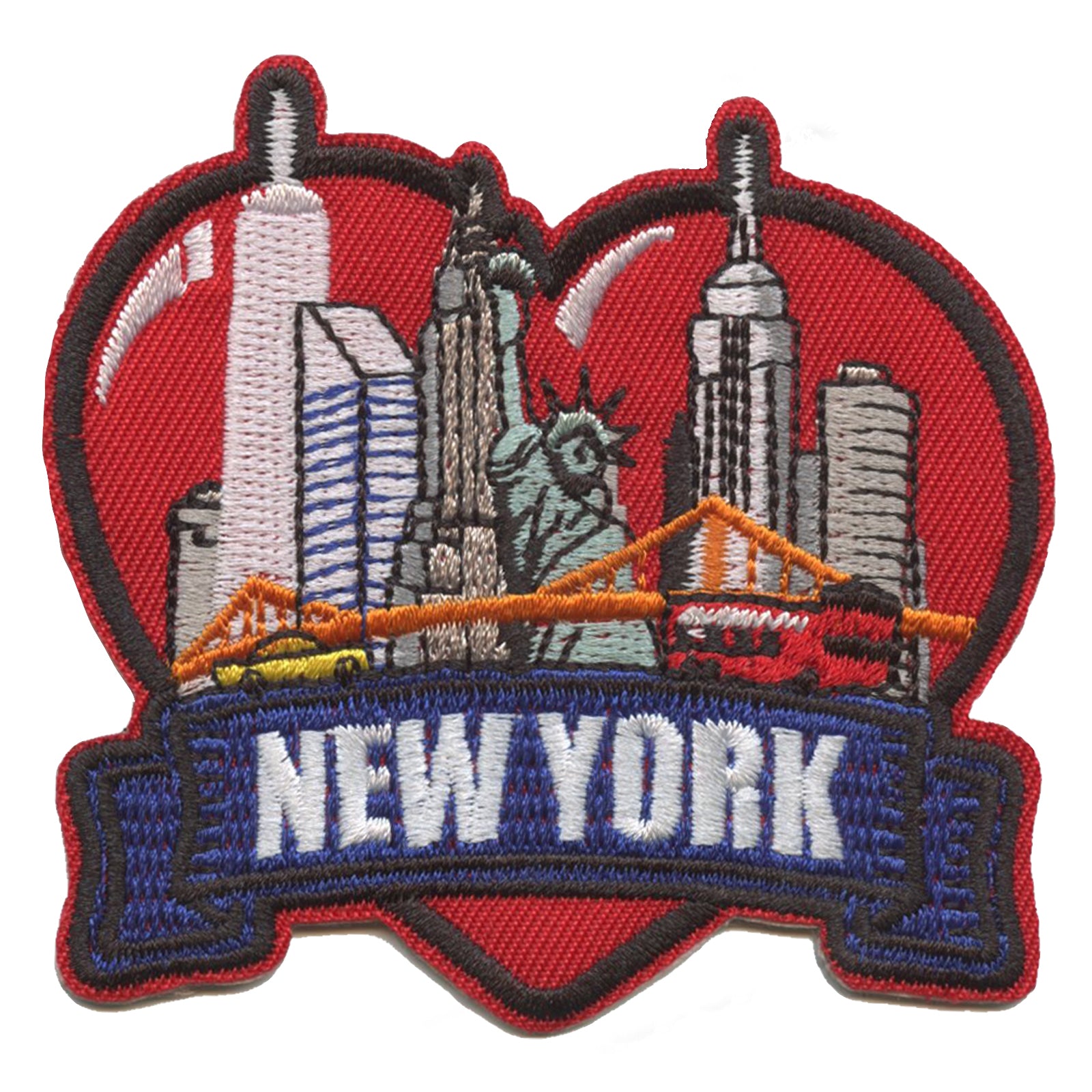 New York Skyline Red Heart Iron On Patch 