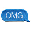 OMG Blue Text Bubble Embroidered Iron On Patch 