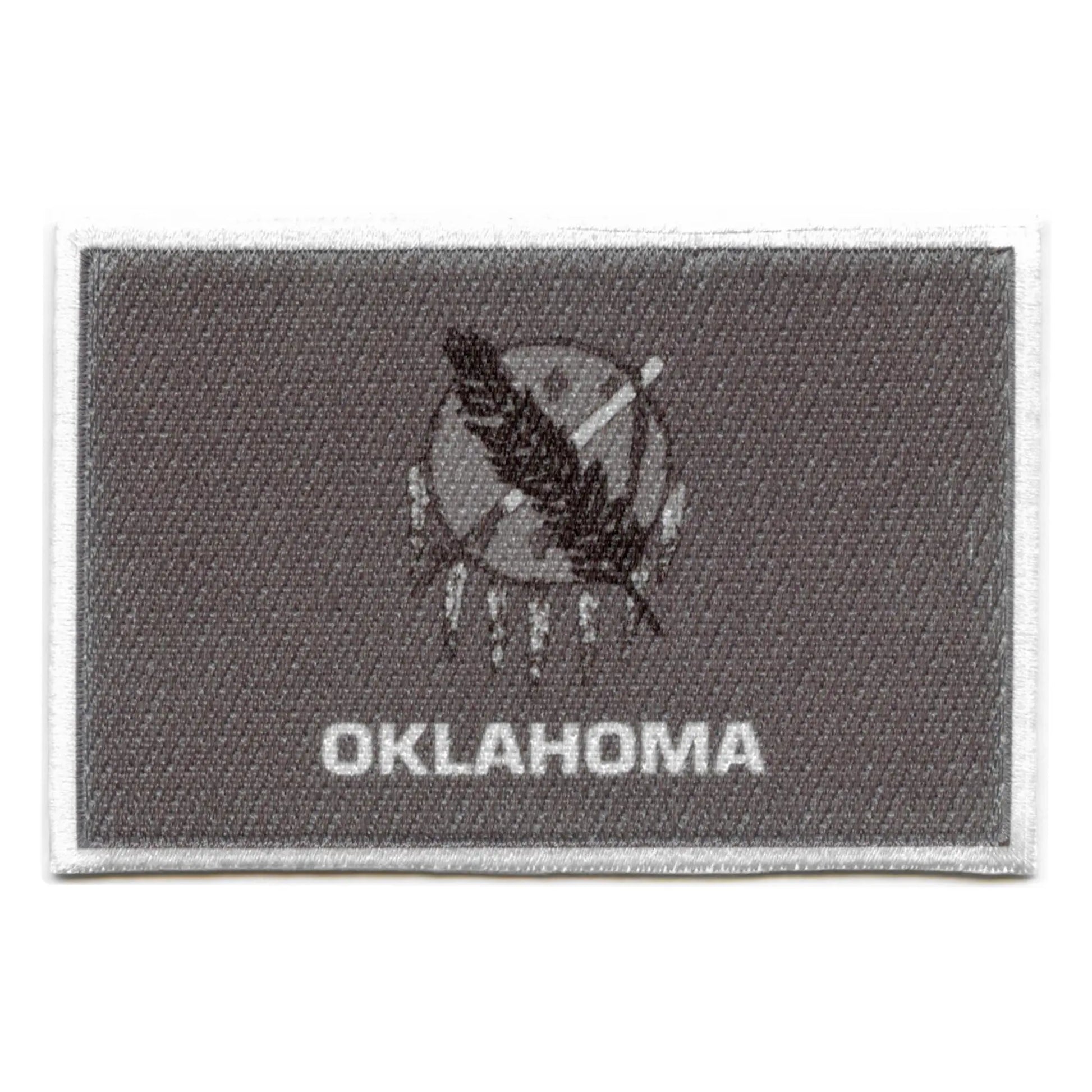 Oklahoma Patch State Flag Grayscale Embroidered Iron On 