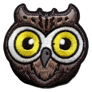 Owl Face With Big Eyes Embroidered Iron On Patch 