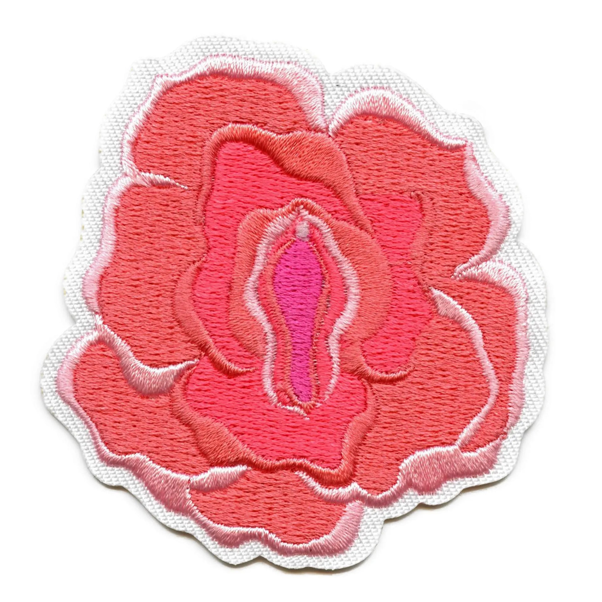 Pink Genitalia Flower Patch Pretty Anatomy Floral Embroidered Iron On Patch 