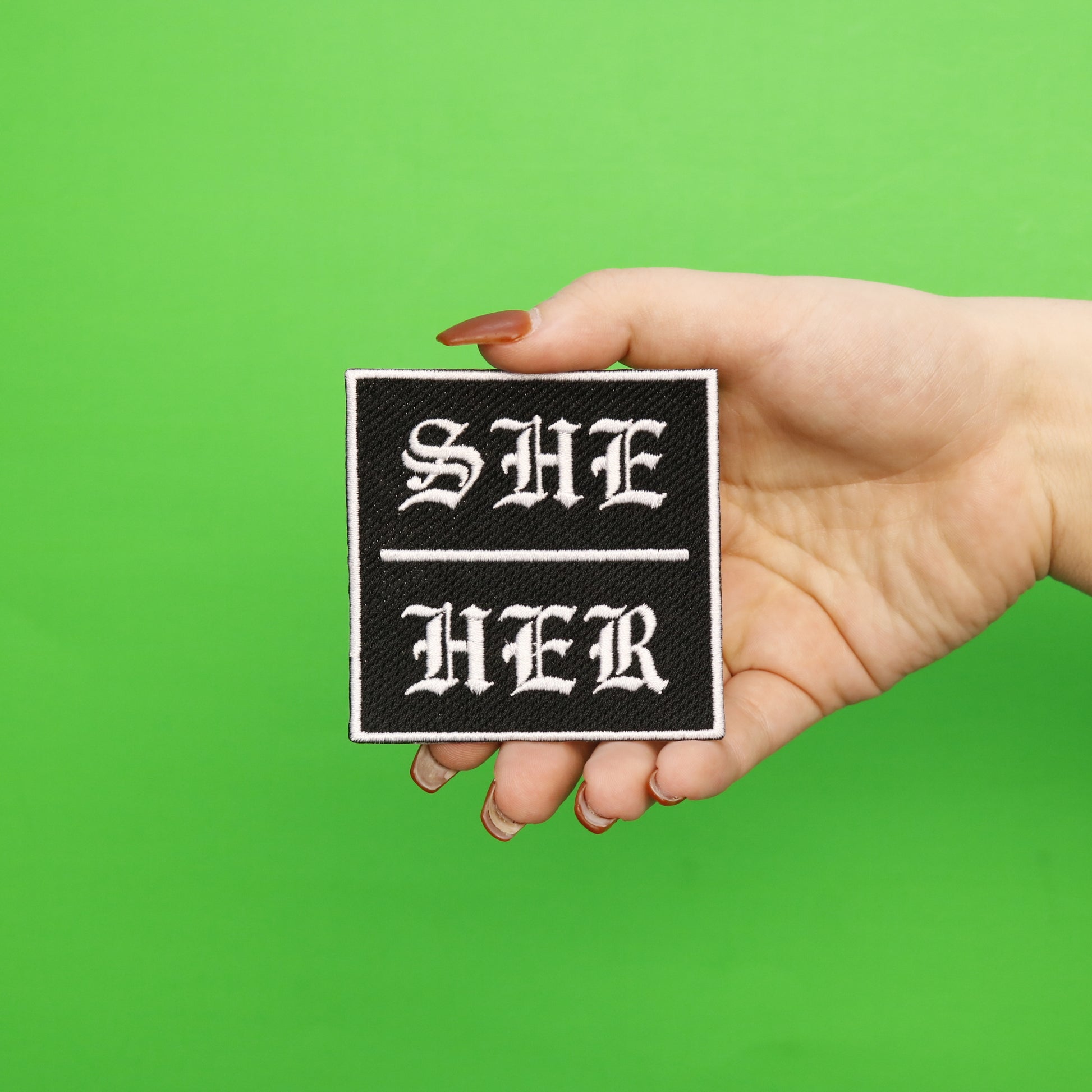 She/Her Pronouns Embroidered Iron On Patch 