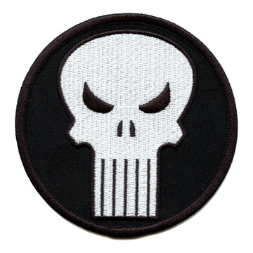 Marvel Comics Punisher Skull Round Embroidered Iron On Patch 