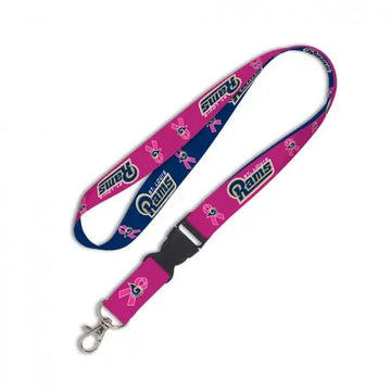 St. Louis Rams Breast Cancer Awareness Pink Ribbon Detachable Lanyard 