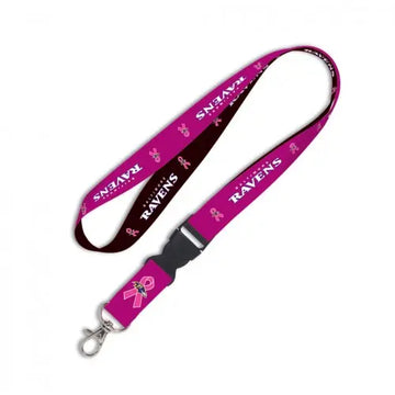 Baltimore Ravens Breast Cancer Awareness Pink Ribbon Detachable Lanyard 