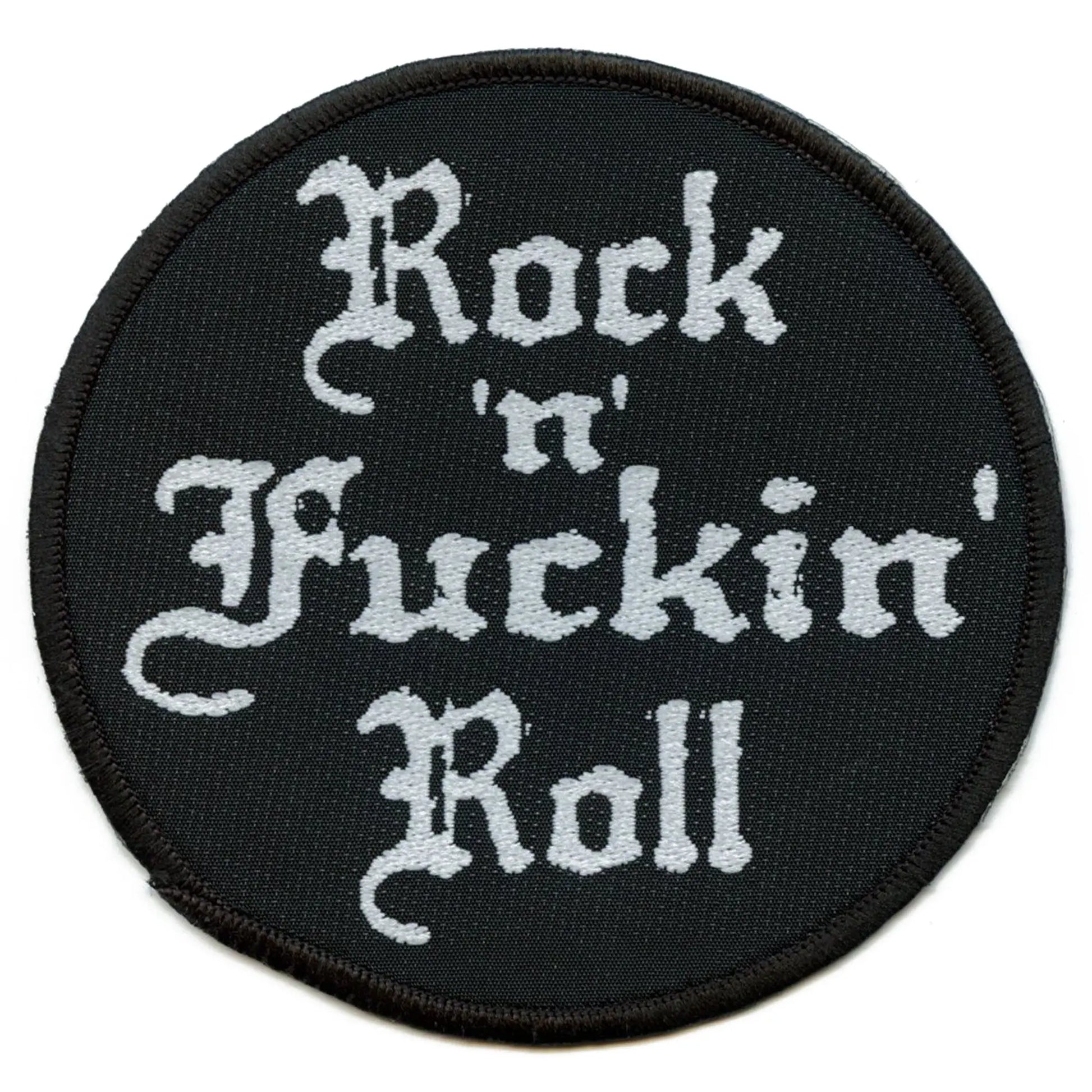 Rock N F*** Roll Patch Music Round Woven Iron On