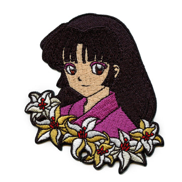 Inuyasha Sango Patch White Flowers Headshot Embroidered Iron On 