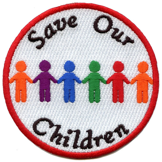 Save Our Children Round Embroidered Iron On Patch 