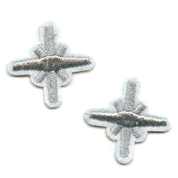 Small Twinkling Silver Stars Embroidered Iron On Patch (2 Pack) 