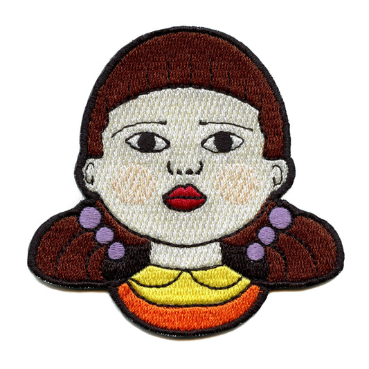 Singing Robot Doll Face Patch Red Green Light Game Embroidered Iron On 