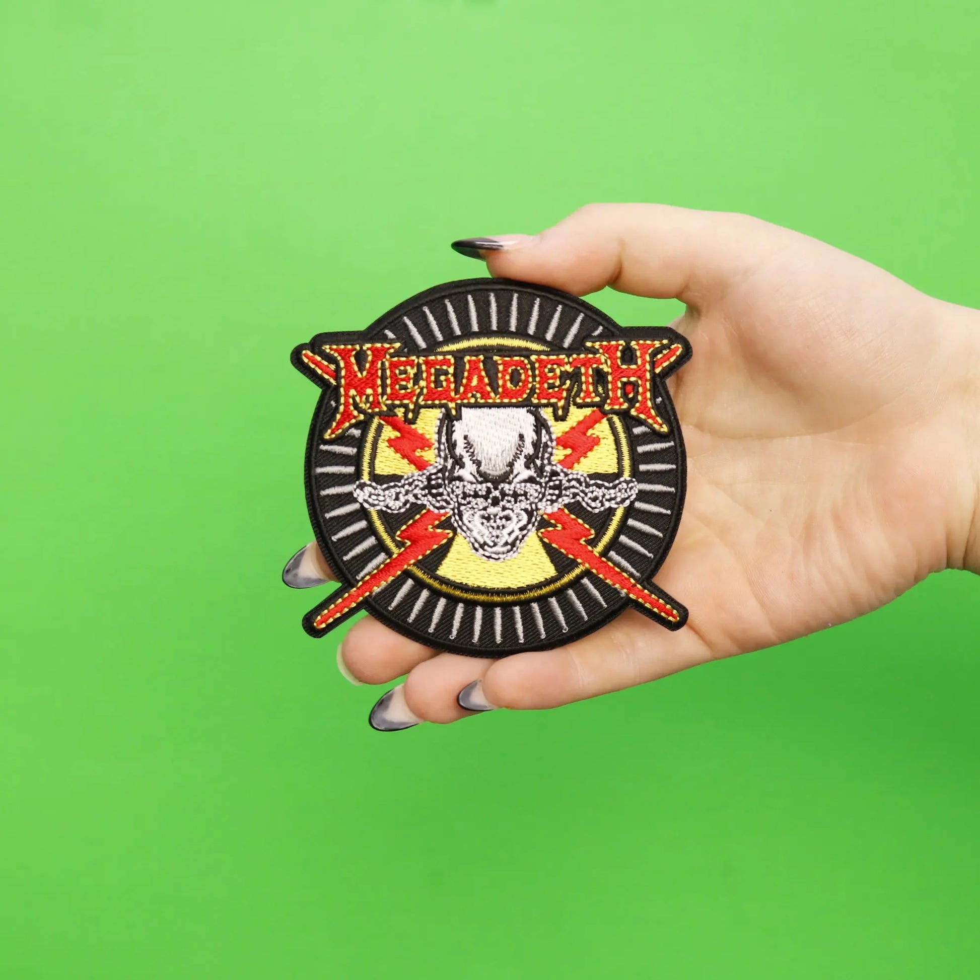 Megadeth Skull & Bullets Iron On Patch 