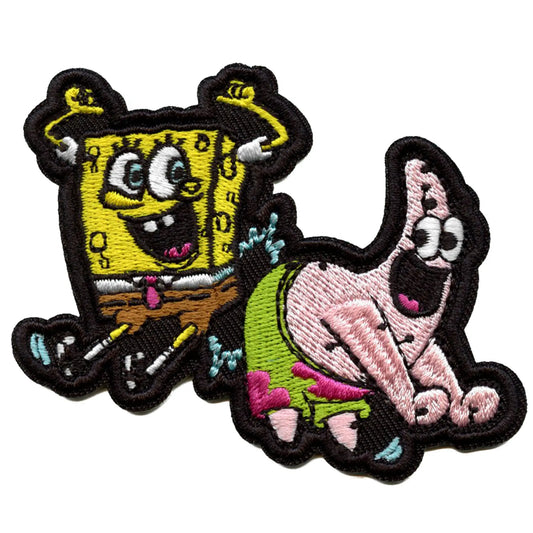 Spongebob Squarepants & Patrick Leapfrog Patch Funny Kids Television Embroidered Iron On