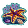 Underwater Purple Starfish Embroidered Iron On Patch 