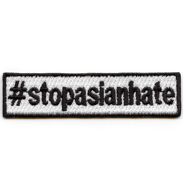 Stop Asian Hate Hashtag Movement Box Logo Embroidered Iron On Patch 