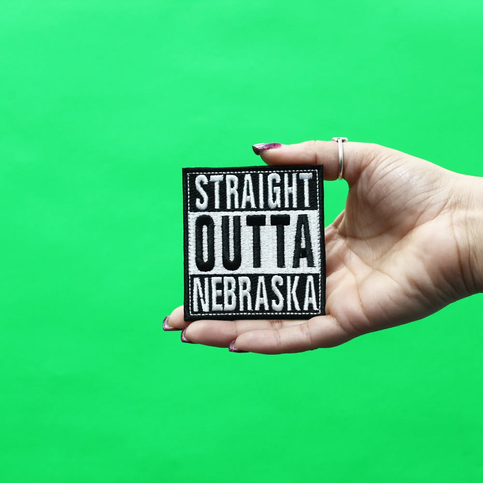 Straight Outta Nebraska Patch Embroidered Iron On 