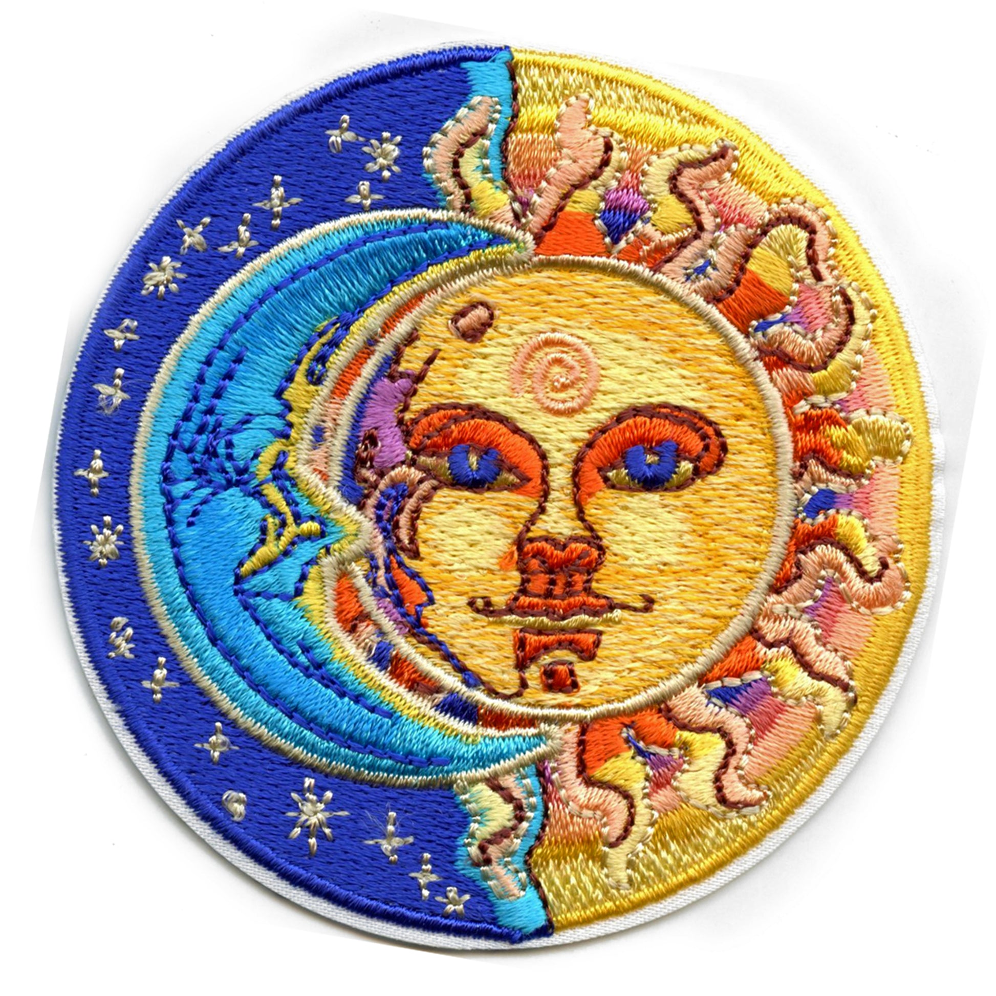 Sun Moon And Stars Patch Daily Phases Embroidered Iron On 