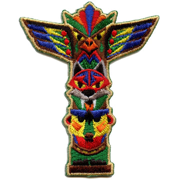 Colorful Totem Pole With Eagle Embroidered Iron On Patch 