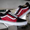 Vans Black Old Skool x Red Bandana Pattern Custom Handmade Shoes By Patch Collection 