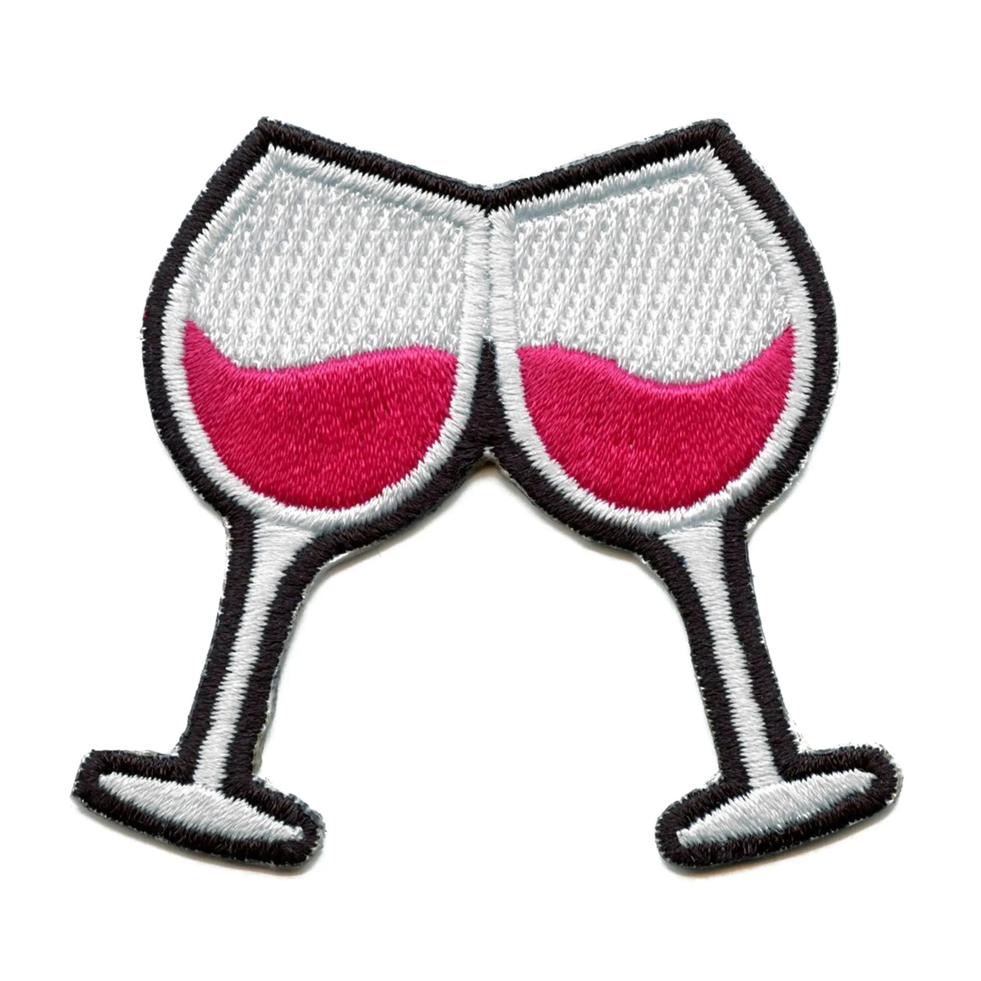 Wine Glasses Patch Cheers Embroidered Iron On 