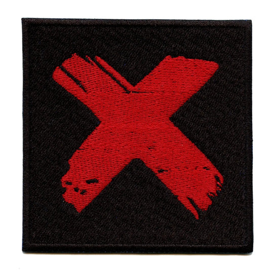 Banned X Square Iron On Embroidered Patch 