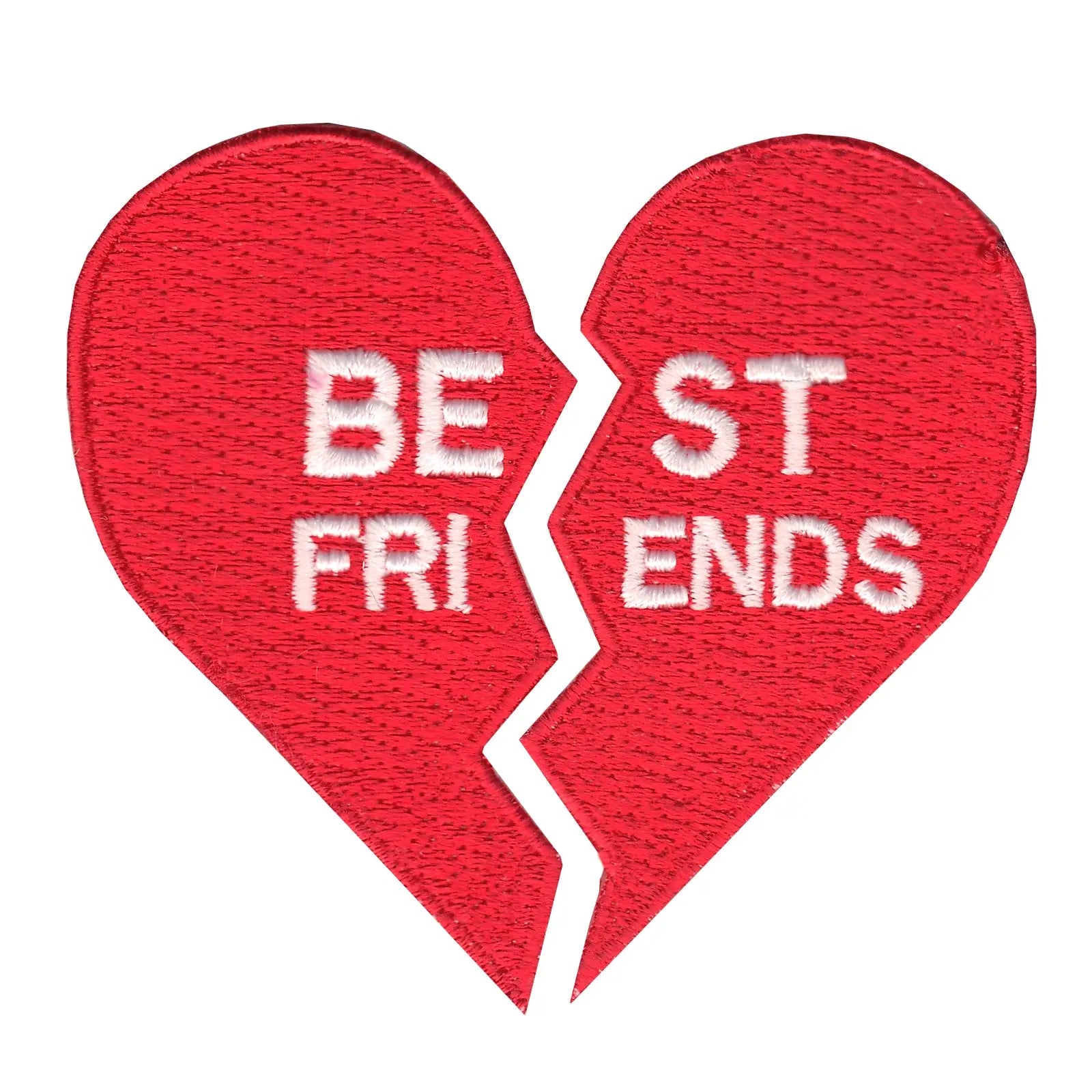 Best Friends Split Heart Iron On Applique Patch Set 