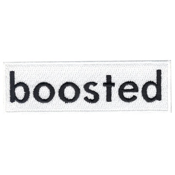 White Boosted Iron On Embroidered Patch 