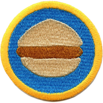 Hamburger Eating Merit Badge Embroidered Iron-on Patch 