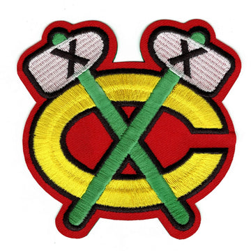 Chicago Blackhawks Shoulder Tomahawks Logo Home Jersey Patch (Red Background) 