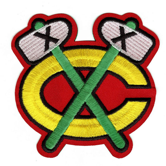 Chicago Blackhawks Shoulder Tomahawks Logo Home Jersey Patch (Red Background) 