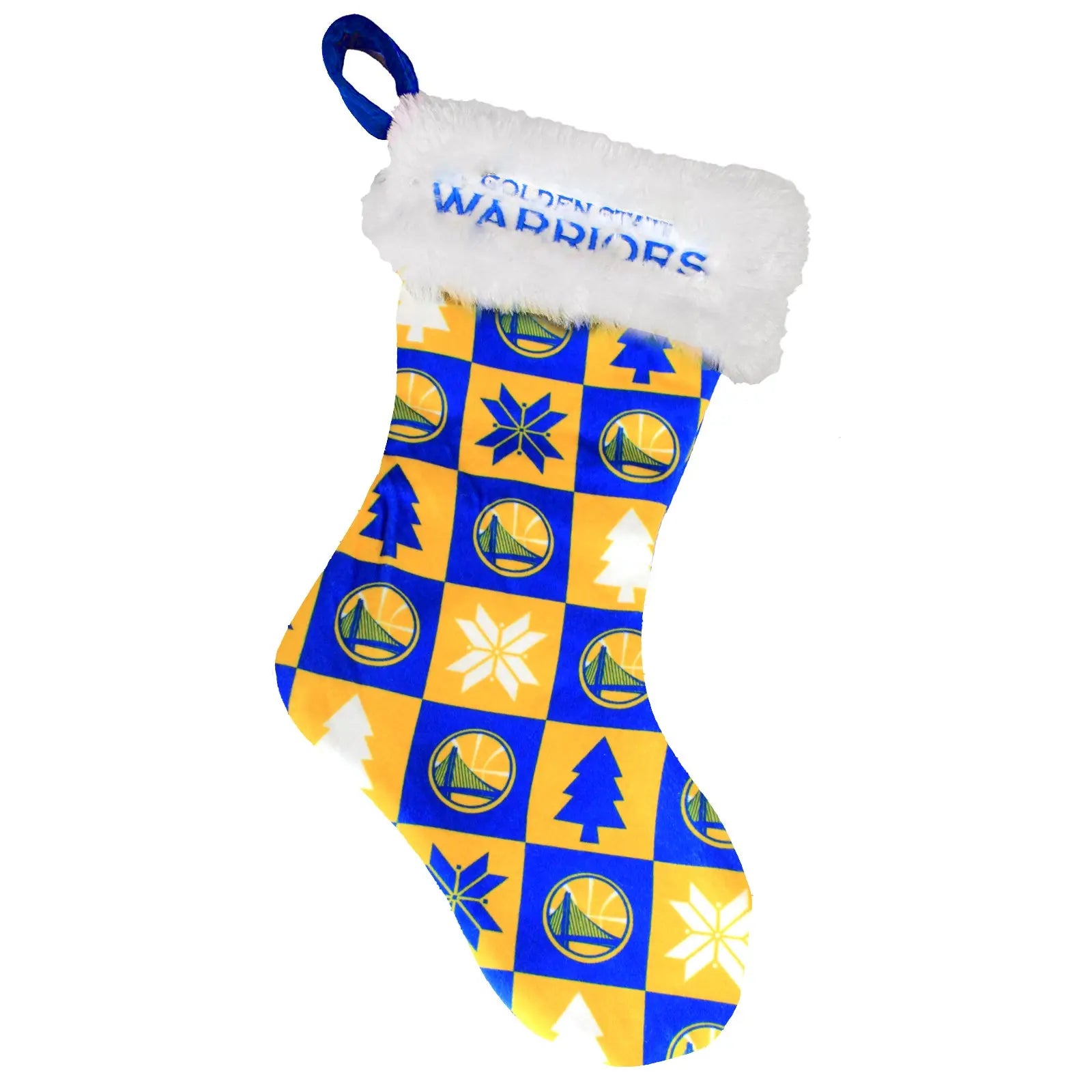 Golden State Warriors NBA Basic Christmas Checkered Stocking 