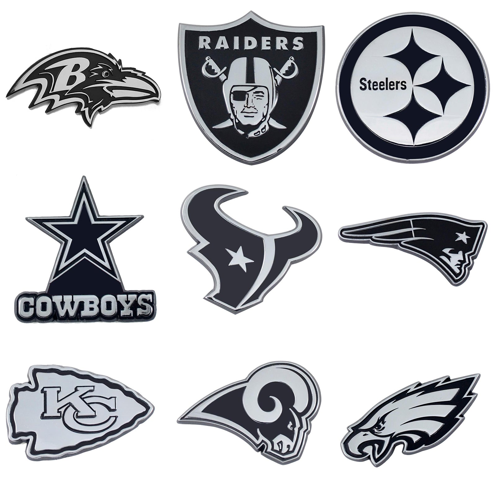 NFL All Teams Premium Chrome Plated Solid Metal Car Auto Emblems Official Logo 