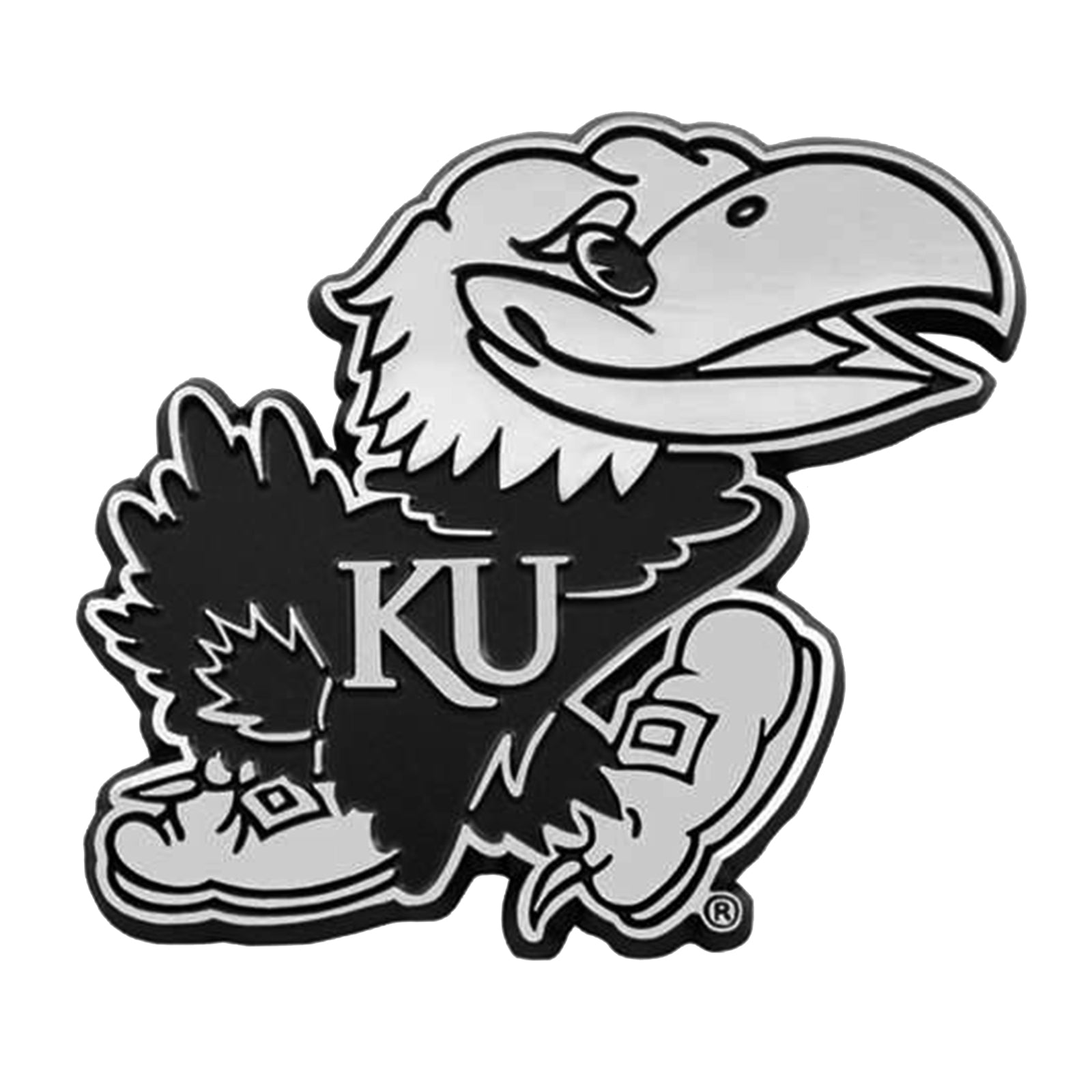 Kansas Jayhawks Premium Solid Metal Chrome Plated Car Auto Emblem 