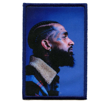 Nipsy Hussle "Prolific" Side Portrait Blue R.I.P Iron On Foto Patch 