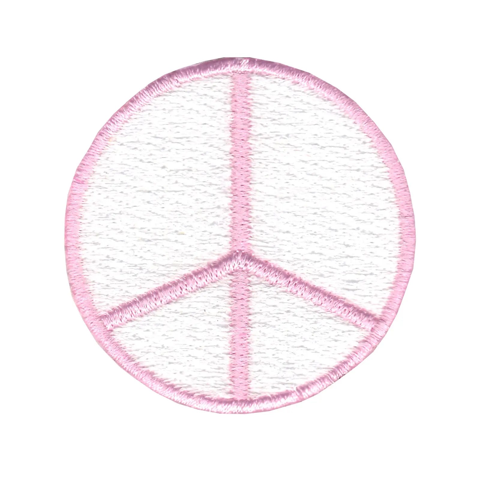 Pink Peace Sign Iron On Embroidered Patch 