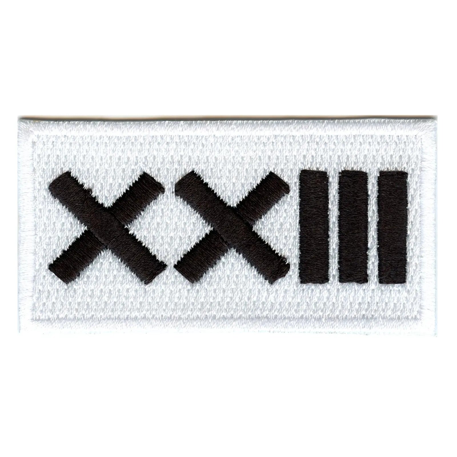 Roman Numeral Number 23 Iron On Patch-White (ALT) 