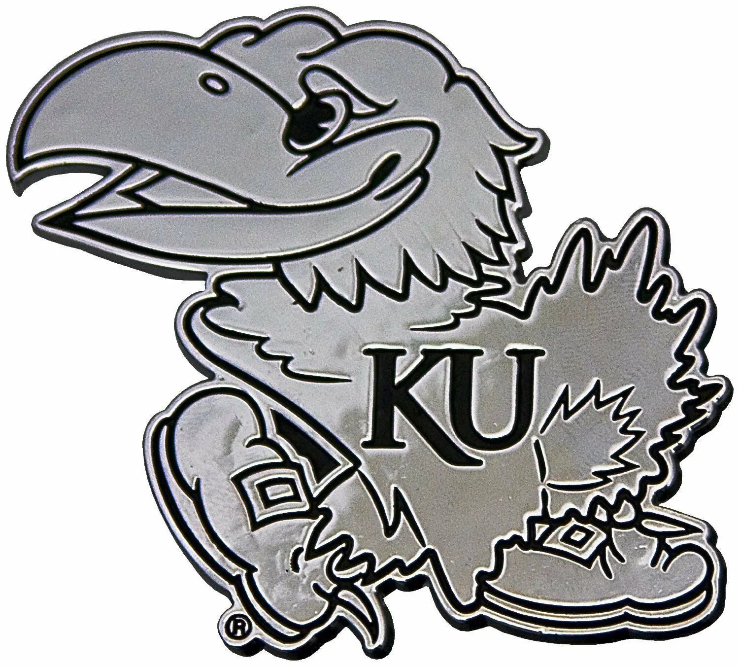 Kansas Jayhawks Premium Solid Metal Chrome Plated Car Auto Emblem 