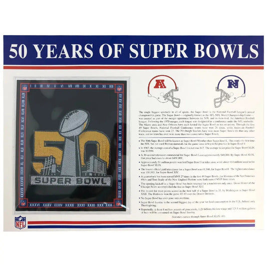 2016 NFL Super Bowl 50 Year Anniversary Willabee & Ward Media Patch 