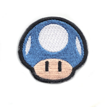 Nintendo Super Mario Game Blue Mini Mushroom Iron On Patch 