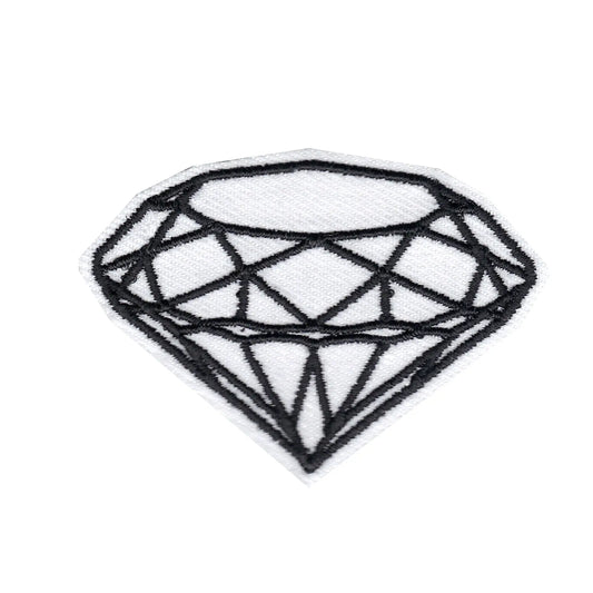 White Diamond Embroidered Iron On Patch 