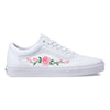 Vans White Old Skool Pink Rose Custom Handmade Shoes By Patch Collection 