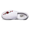 Vans White Slip-On Red Rose Custom Shoes 