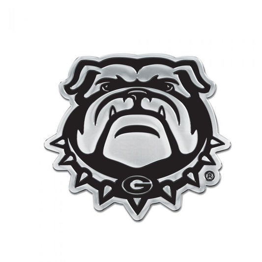 Georgia Bulldogs Mascot Premium Solid Metal Chrome Plated Car Auto Emblem 